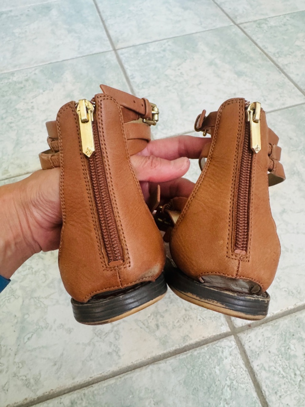 Sam Edelman - Preloved Brown Leather Sandals, Size 10 - Picture 3 of 8